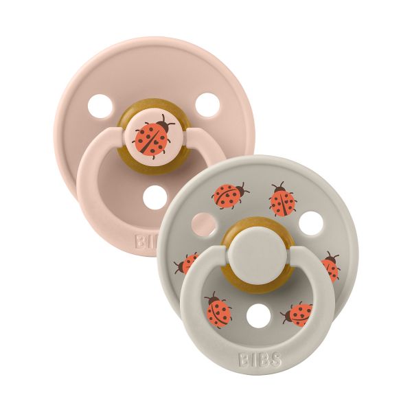 BiBs Studio Colour Fopspenen - Rond - 2 Stuks - 0-6 Mnd - Ladybug Blush Mix