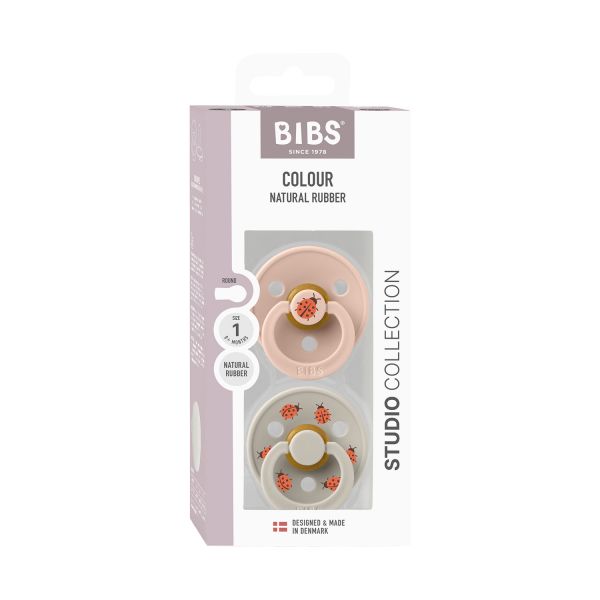 BiBs Studio Colour Fopspenen - Rond - 2 Stuks - 0-6 Mnd - Ladybug Blush Mix