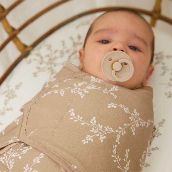 Meyco Baby Branches swaddlemeyco inbakerdoek gevoerd - sand - 0-3 maanden 