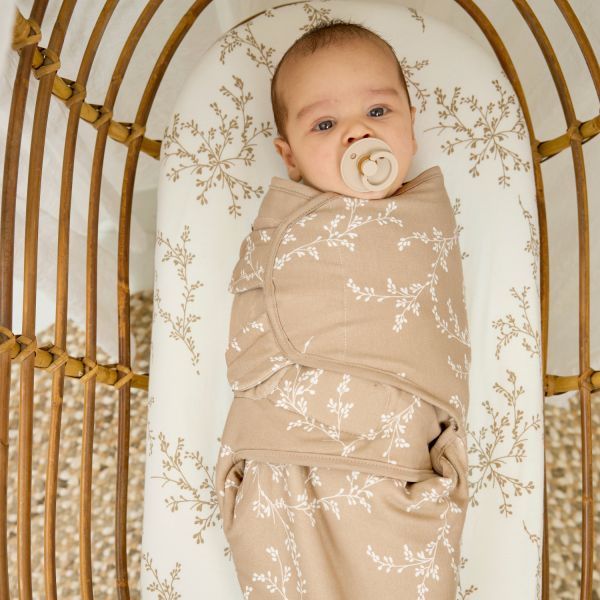 Meyco Baby Branches swaddlemeyco inbakerdoek gevoerd - sand - 0-3 maanden 