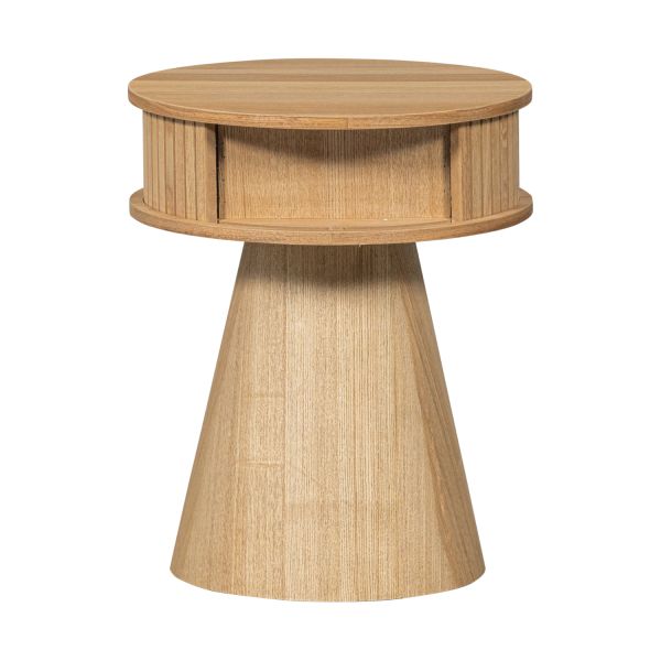 Woood Karri Nachtkastje - Rond - Hout Naturel