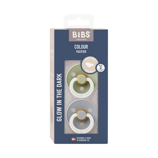 BiBs Glow In The Dark Fopspeen - Anatomisch - 2 Stuks - 6-18 Mnd - Sage/Cloud
