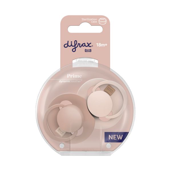 Difrax Dynamic Lovi Prime Fopspeen - Rond - 2 Stuks - 18+Mnd - Nude/Blush