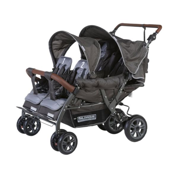 Childhome Wandelwagen - Quadruple Autobrake - Antraciet - 4 Kinderen