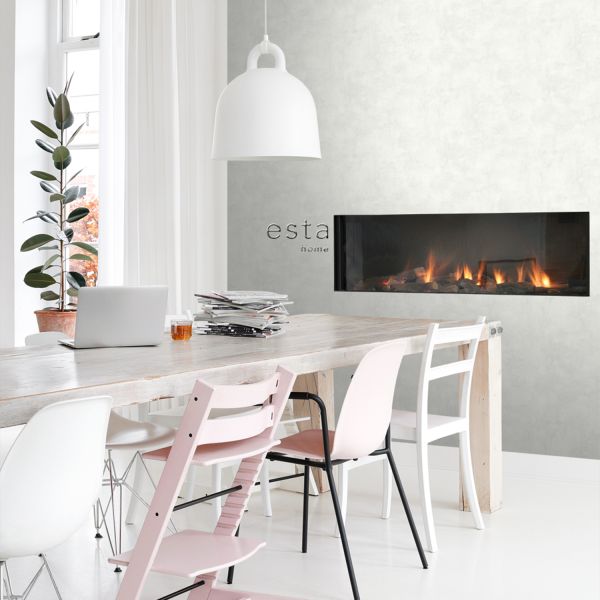 Estahome Betonlook Behang - 0,53 x 10,05 m - Licht Warm Grijs / Mat Wit Estahome Betonlook Behang - 0,53 x 10,05 m - Licht Warm Grijs / Mat Wit