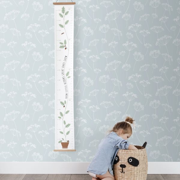Estahome Schermbloemen Behang - 0,53 x 10,05 m - Lichtblauw / Wit