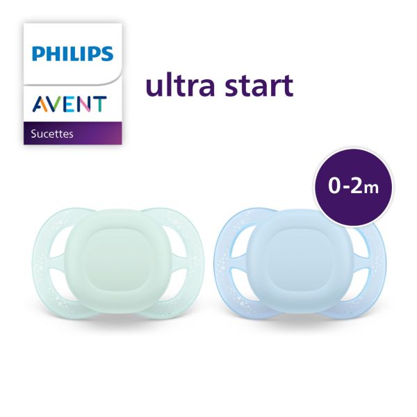Philips Avent Glow In The Dark Ultra Air Fopspeen - Symmetrisch - 2 Stuks - 0-2 Mnd - Groen/Blauw