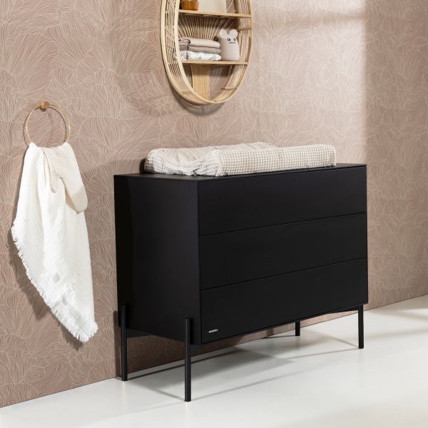 Kidsmill Boutique Babykamer Zwart Mat | Bed 60 x 120 cm + Commode + Kast 2-Deurs