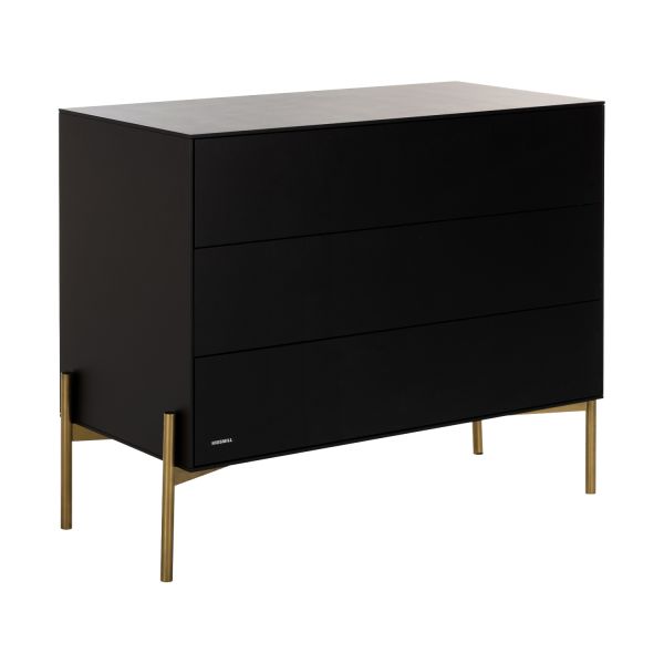 Kidsmill Boutique Babykamer Zwart / Brass | Bed 60 x 120 cm + Commode + Kast 2-Deurs