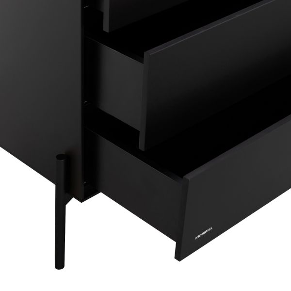 Kidsmill Boutique Babykamer Zwart Mat | Bed 60 x 120 cm + Commode + Kast 2-Deurs