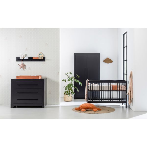 Europe Baby Vittoria III Babykamer Zwart | Bed 60 x 120 cm + Commode + Kast