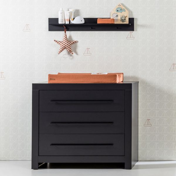 Europe Baby Vittoria III Babykamer Zwart | Bed 70 x 140 cm + Commode + Kast
