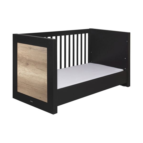 Kidsmill Long Island Babybed Zwart / Oldwood 70 x 140 cm