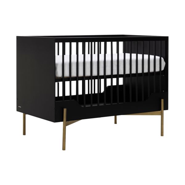 Kidsmill Boutique Babykamer Zwart / Brass | Bed 60 x 120 cm + Commode + Kast 2-Deurs