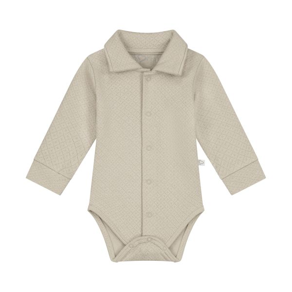 Mats & Merthe Noah Romper Met Kraag Lange Mouw light Brown 3 Mnd