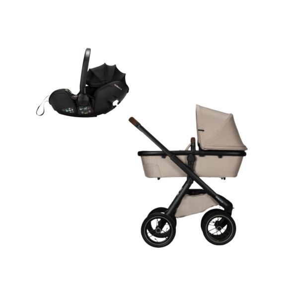 Dubatti One E5 Kinderwagen 3-in-1 - Black / Dark Brown - Sand | Dubatti by Römer Autostoeltje Babysafe Pro - Carbon Black