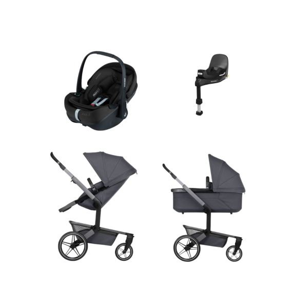  Joolz Day 5 Kinderwagen 2-in-1 - Stone Grey | Joolz X Maxi-Cosi Pebble 360 Pro 2 Autostoeltje | Maxi-Cosi FamilyFix 360 Pro
