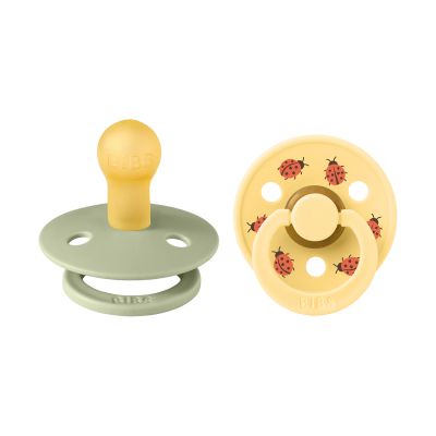BiBs Studio Colour Fopspenen - Rond - 2 Stuks - 0-6 Mnd - Ladybug Sage Mix
