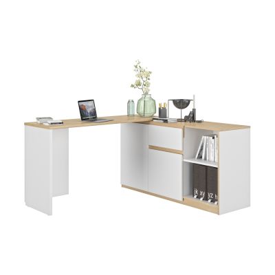 Diagone Gibril Draaibaar Bureau - Wit-Eiken 