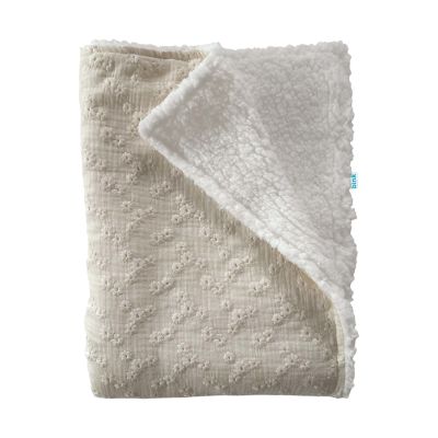 Bink Bedding Wiegdeken Dubbelzijdig 75 x 100 cm - Esmee Ecru / Sherpa Offwhite