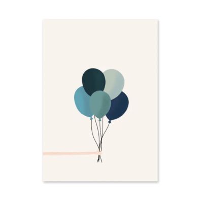 Studio Jans Ansichtkaart - Bos Ballonnen - Blauw