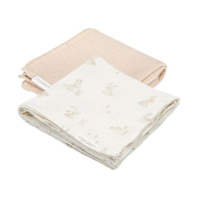 Little Dutch Baby Bunny Hydrofiel Doek - 70 x 70 cm - Beige - 2 Stuks