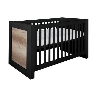 Kidsmill Long Island Babybed Zwart / Oldwood 60 x 120 cm